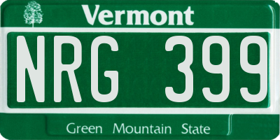 VT license plate NRG399