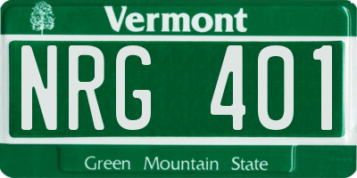 VT license plate NRG401