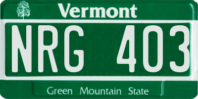 VT license plate NRG403