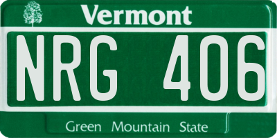 VT license plate NRG406