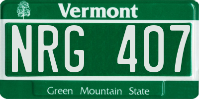 VT license plate NRG407