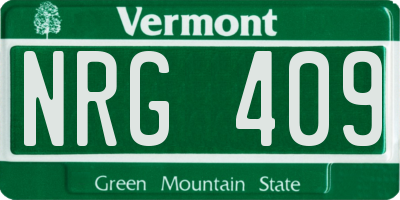 VT license plate NRG409