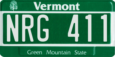 VT license plate NRG411