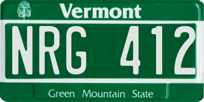 VT license plate NRG412