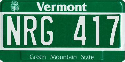 VT license plate NRG417