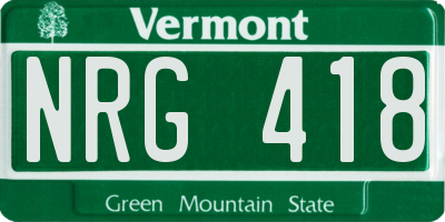 VT license plate NRG418