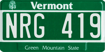 VT license plate NRG419