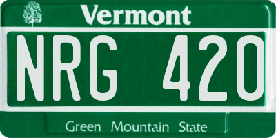 VT license plate NRG420