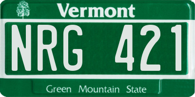 VT license plate NRG421
