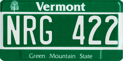 VT license plate NRG422