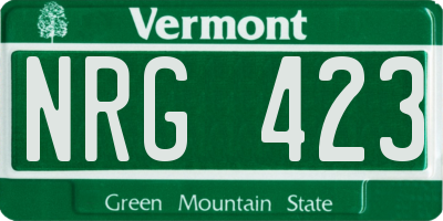 VT license plate NRG423