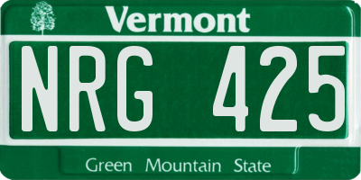 VT license plate NRG425