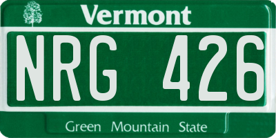 VT license plate NRG426