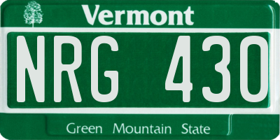 VT license plate NRG430