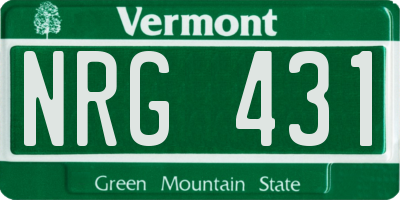 VT license plate NRG431