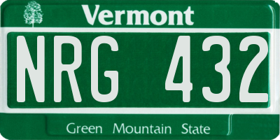 VT license plate NRG432