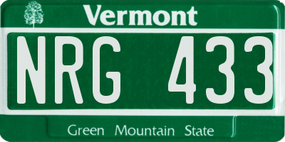 VT license plate NRG433