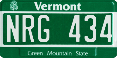 VT license plate NRG434