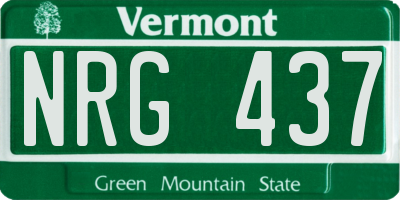 VT license plate NRG437