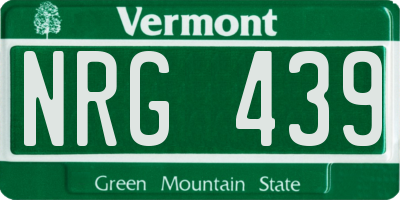 VT license plate NRG439