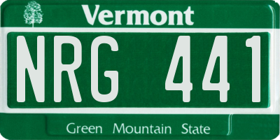 VT license plate NRG441