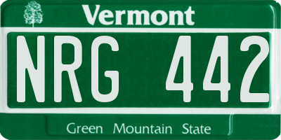 VT license plate NRG442