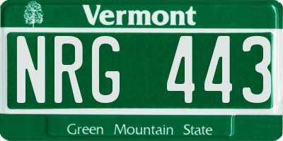 VT license plate NRG443