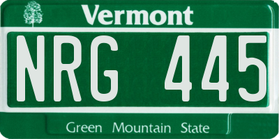 VT license plate NRG445