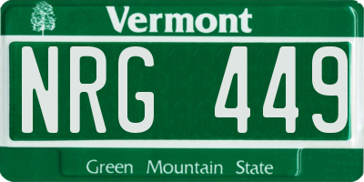 VT license plate NRG449