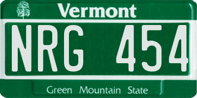 VT license plate NRG454