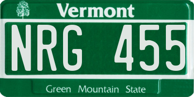 VT license plate NRG455