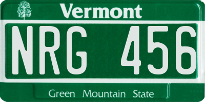 VT license plate NRG456