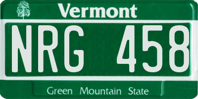 VT license plate NRG458