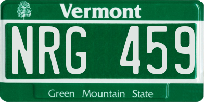 VT license plate NRG459