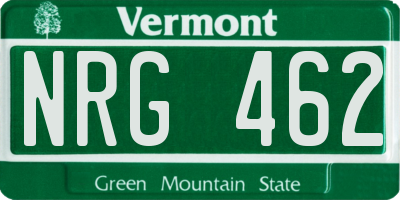 VT license plate NRG462