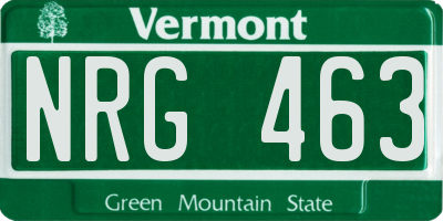 VT license plate NRG463