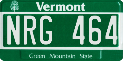 VT license plate NRG464