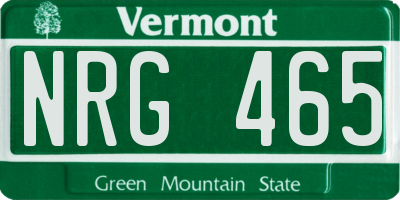 VT license plate NRG465