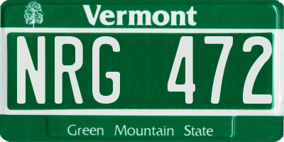 VT license plate NRG472