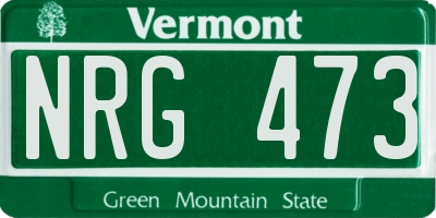 VT license plate NRG473