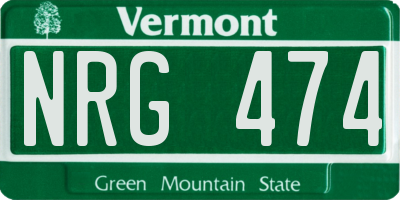 VT license plate NRG474