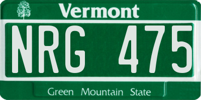 VT license plate NRG475