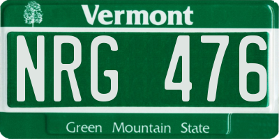 VT license plate NRG476