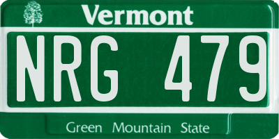 VT license plate NRG479