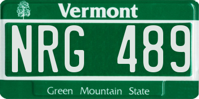 VT license plate NRG489