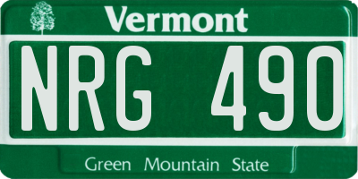 VT license plate NRG490