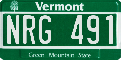 VT license plate NRG491