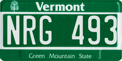 VT license plate NRG493
