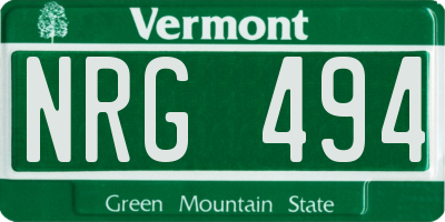 VT license plate NRG494