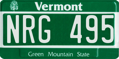 VT license plate NRG495